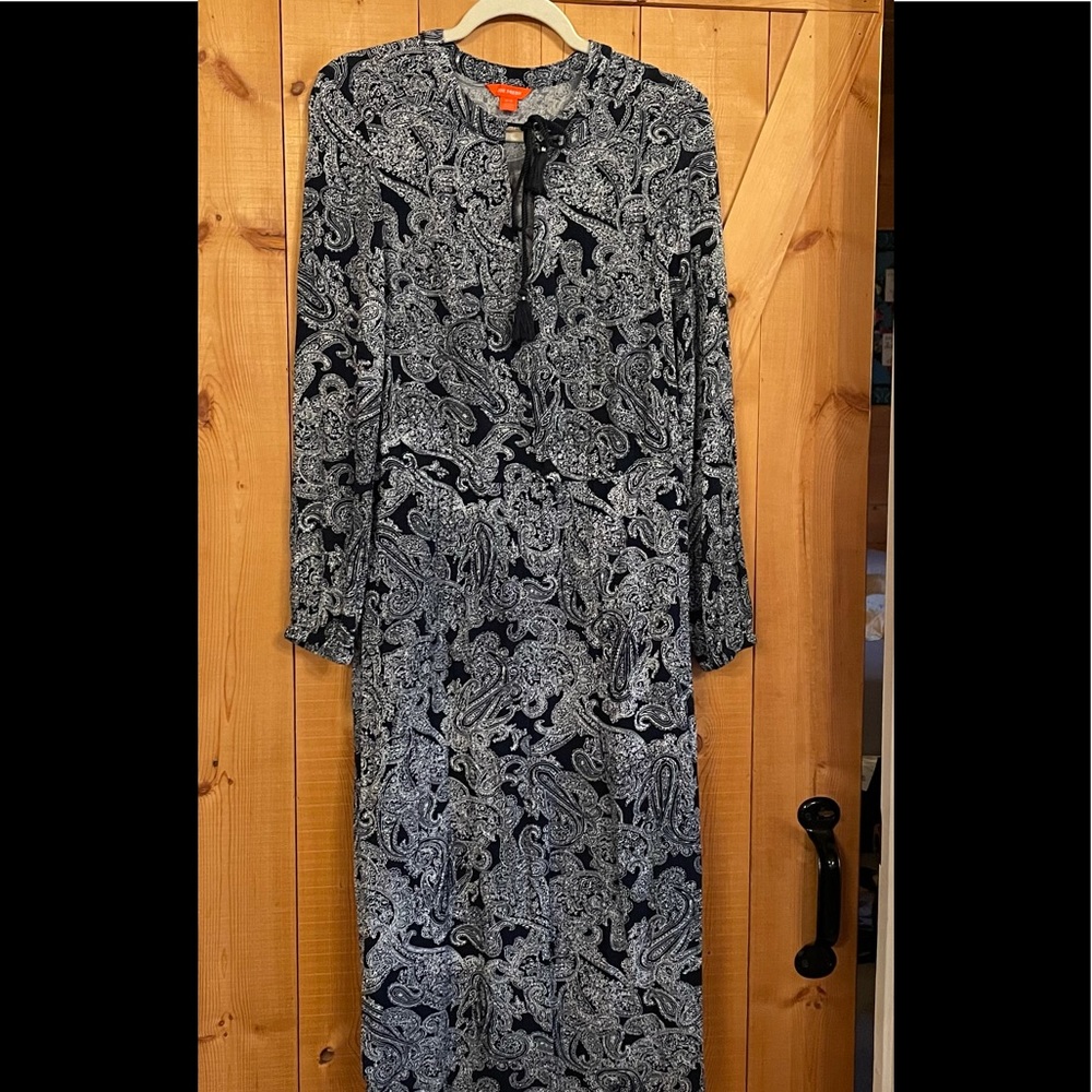 Navy with white paisley dress